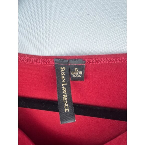 Susan Lawrence Red Cowl Neck Long Sleeve Top S - Picture 3 of 4
